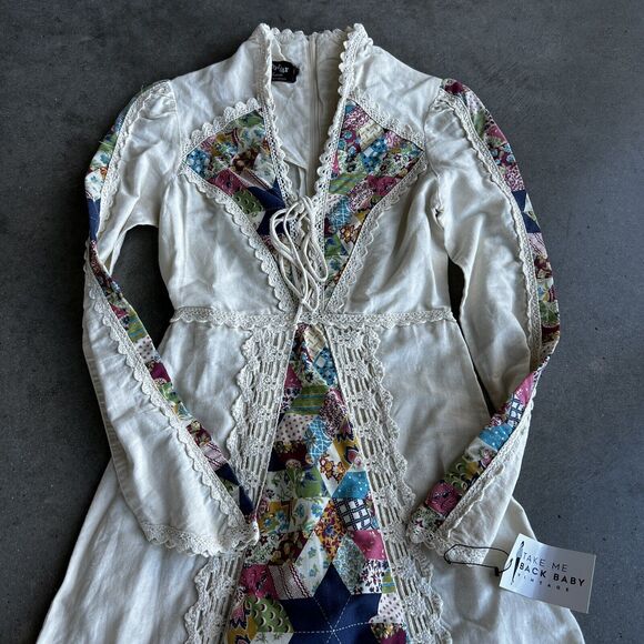 Authentic 1960’s vintage patchwork print Black Label Gunne Sax maxi dress XS - Picture 2 of 11